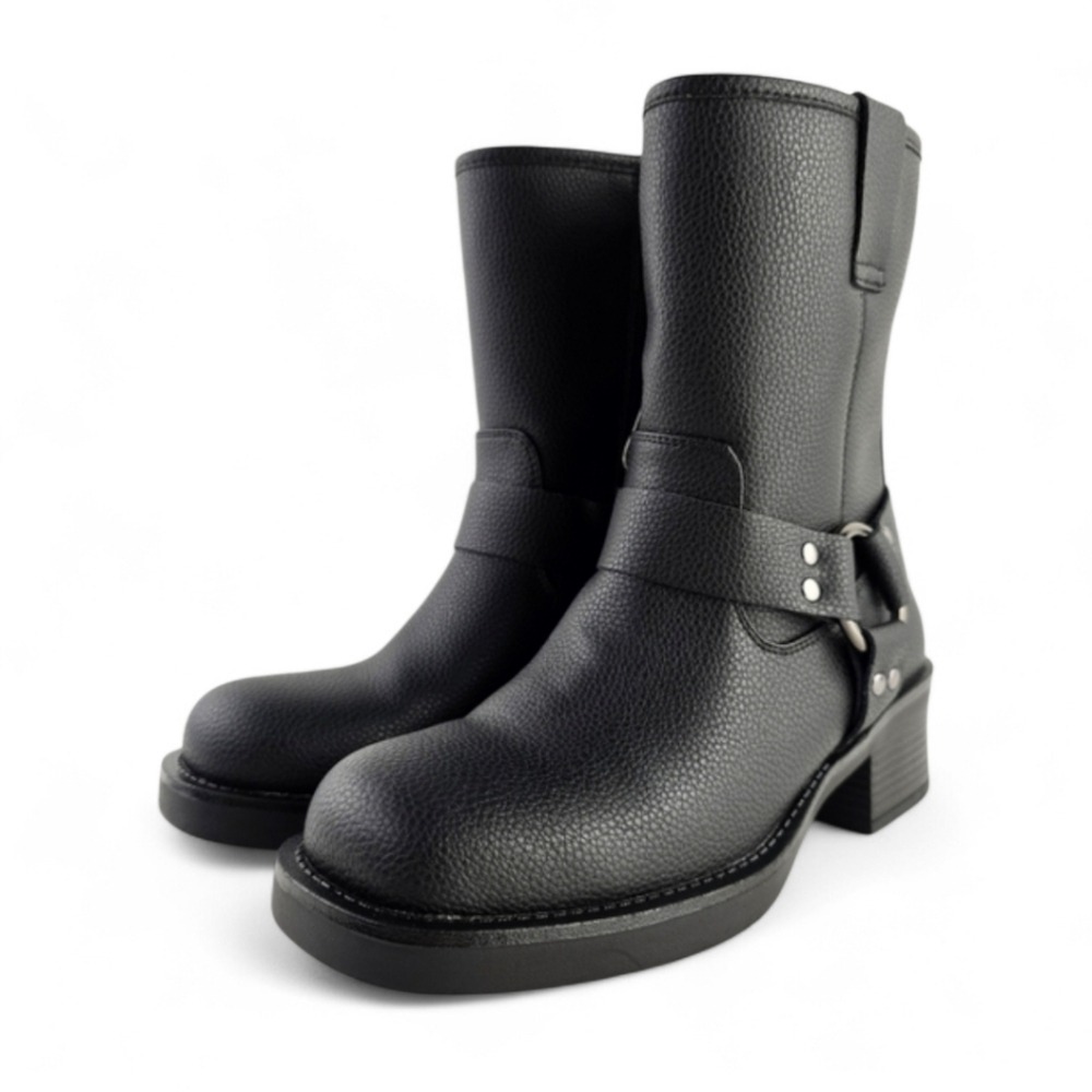NWT Aqua Diva Women's Waterproof Leather Harness Moto Boot Lined Black 6 - Picture 3 of 16